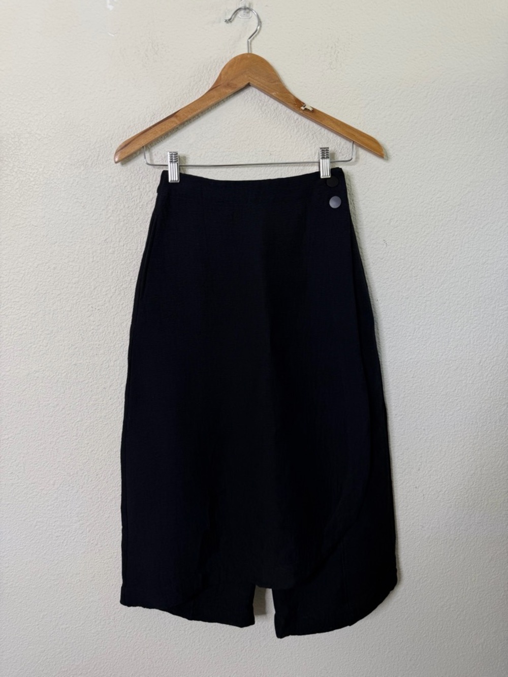 Alpha60 XXS Black Wide Leg Culotte Pants Skirt Overlay Flap Front Wrap Detail - Picture 2 of 9